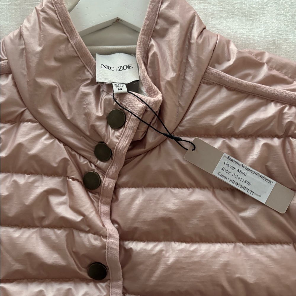Nic & Zoe Allovete Pink/white reversible puffer jacket NWT